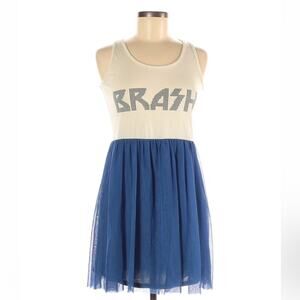 Lowrys Farm Brash white and blue tutu fit and flare tank top dress, size med